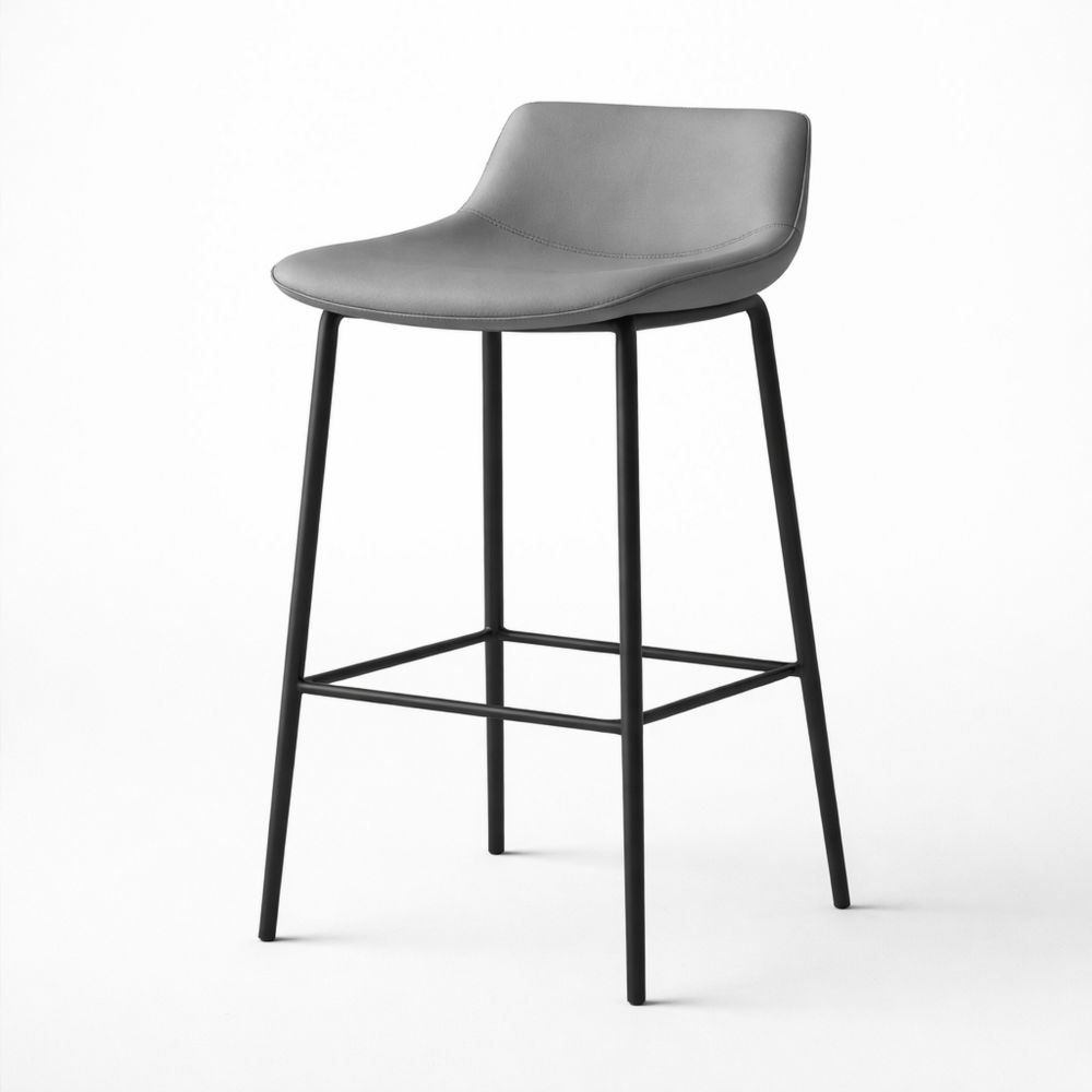 Faux leather seat with powder-coated stainless steel frame