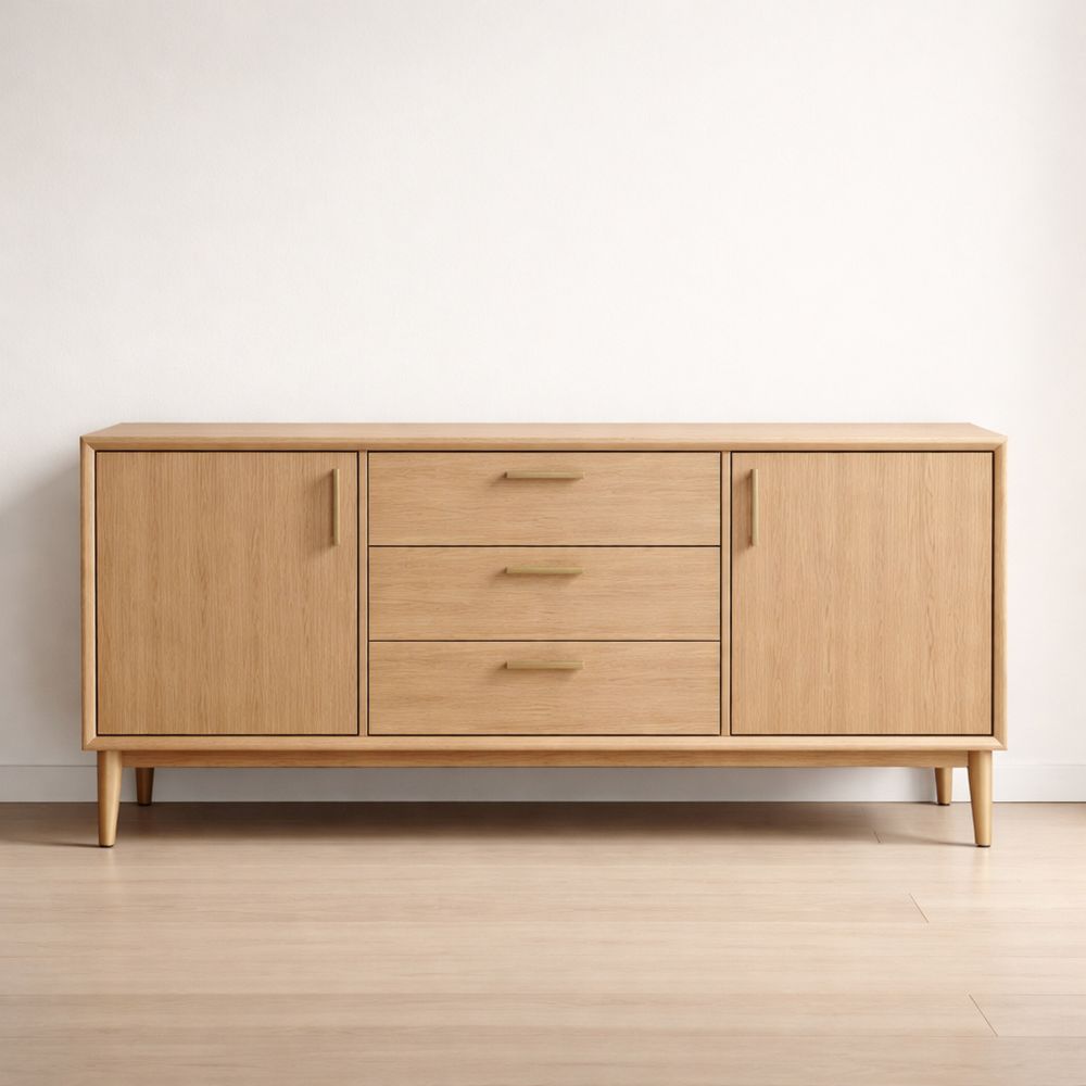 Wooden Sideboard with Cabinets and Drawers 160cm Oak Veneer