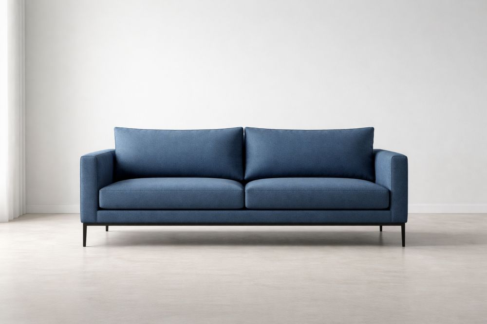 Blue Modern Fabric Sofa with Metal Frame 200cm x 85cm x 75cm