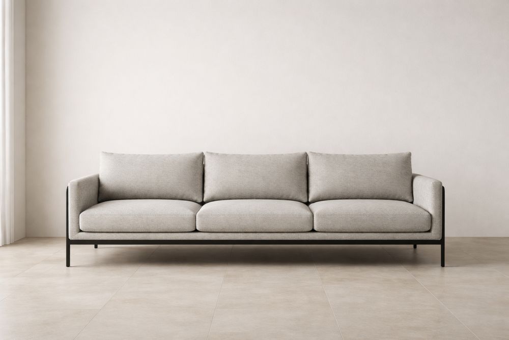 Gray Polyester Sofa with Steel Frame