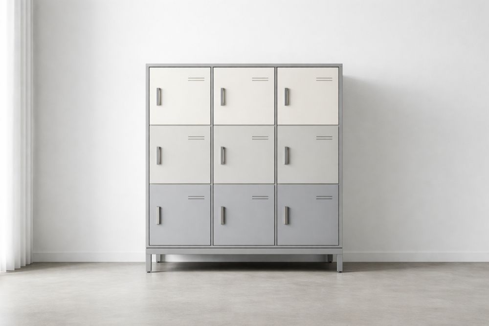 9-Door Metal Locker Cabinet Steel White/Gray 180x90x40cm