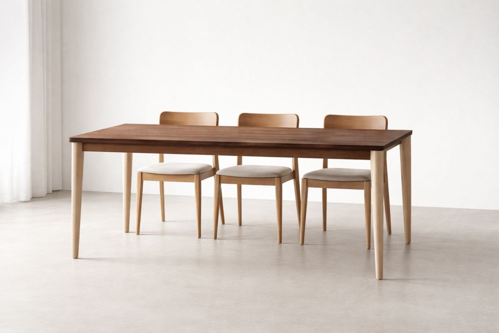 Dining Table Set with Solid Wood Top and 4 Chairs