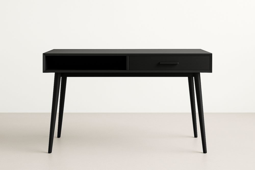 Mesa de Escritório Preto MDF com Gaveta 120x60x75(C×L×A) cm