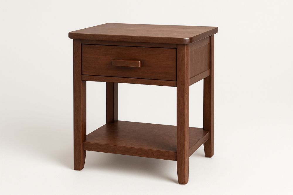 Mesa de Cabeceira de Madeira Maciça com Gaveta e Prateleira Inferior Castanho 45x55x30(L×A×P)cm