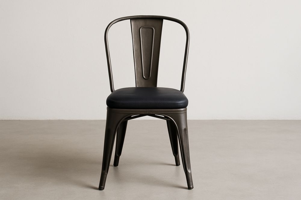 Cadeira de jantar Aço com Assento de Couro PU Preto