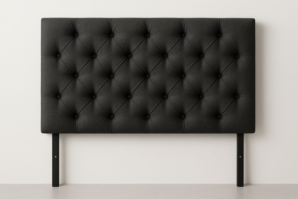 Cabeceira de Cama Estofada Preto  Linho 140x120(C×L) cm