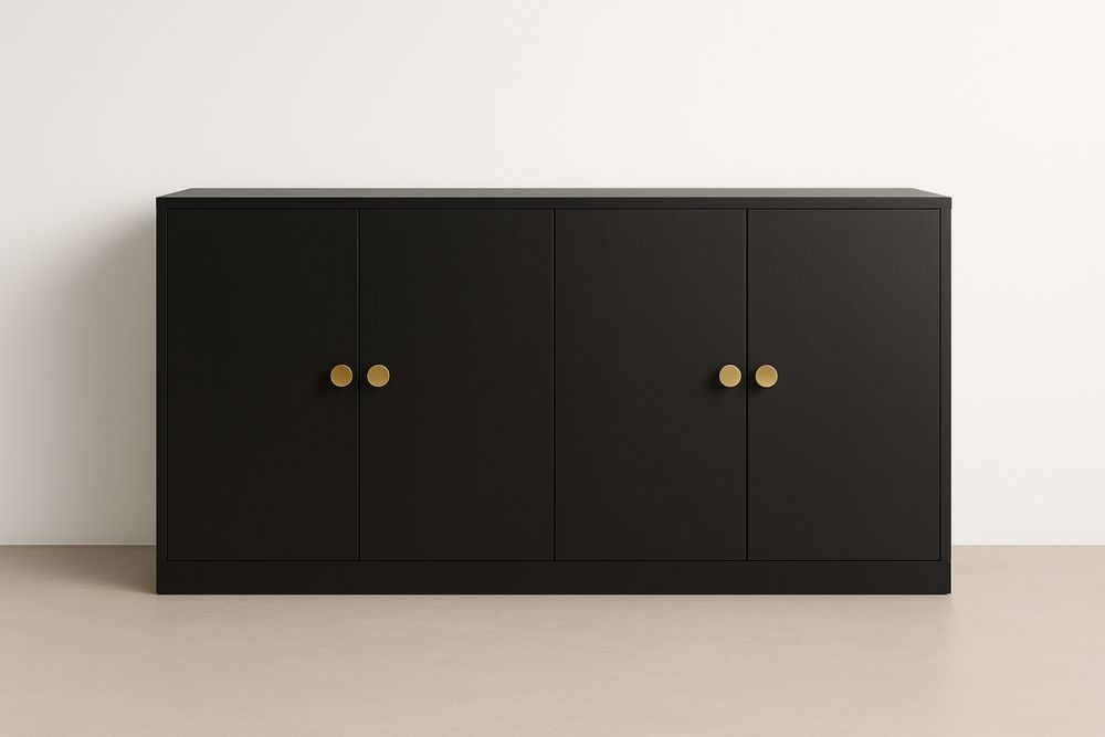 Aparador de Madeira MDF com Quatro Portas e Puxadores de Aço