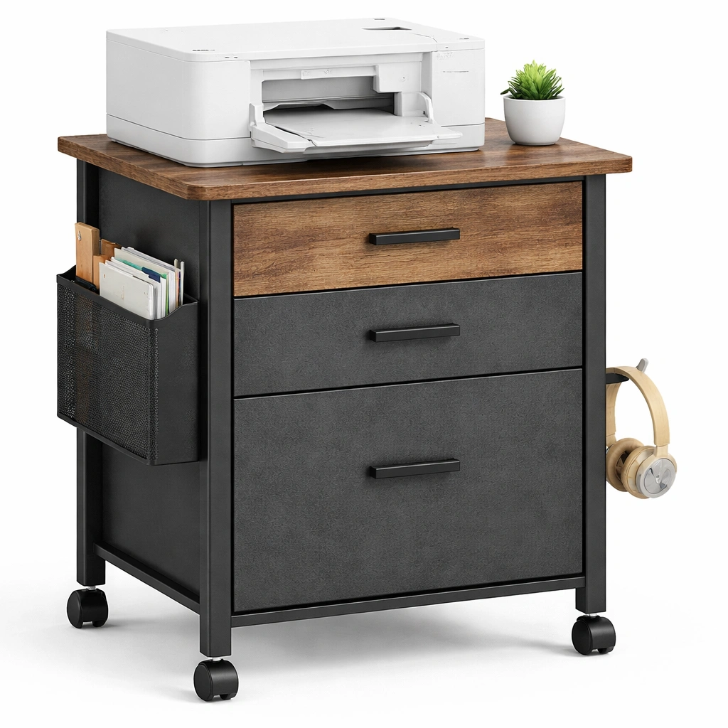 luxverano Rollcontainer mit Schubladen und Druckerablage-Firoven