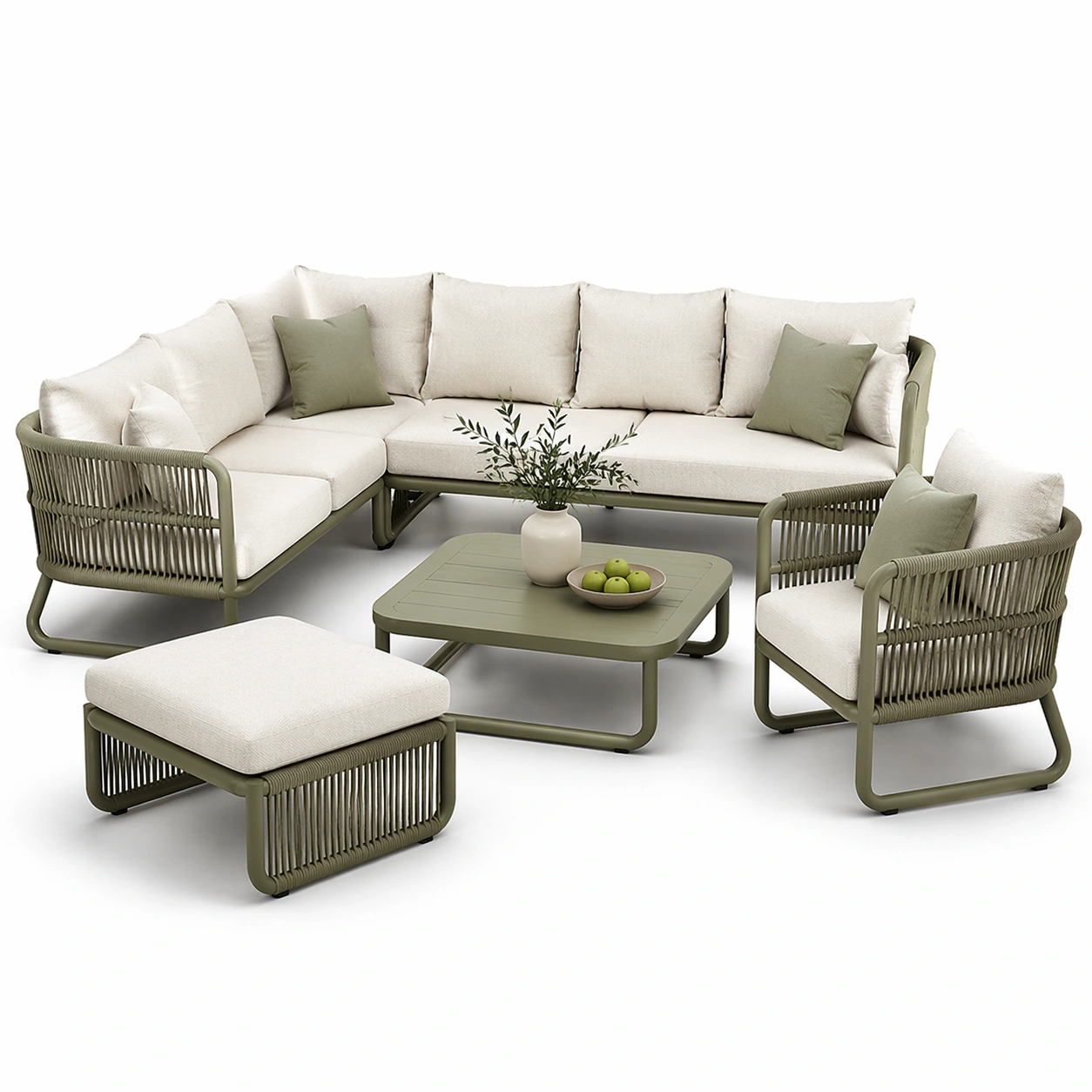 luxverano Outdoor Lounge Set Modern mit Tisch und Sessel-Firoven