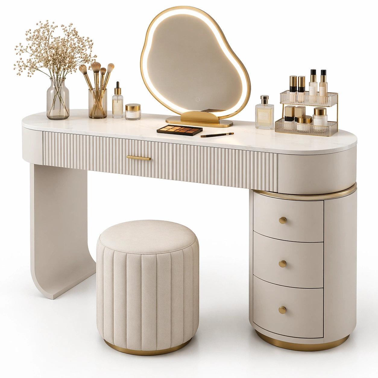 luxverano Schminktisch Minimalistisch mit Spiegel und Schubladen-Firoven