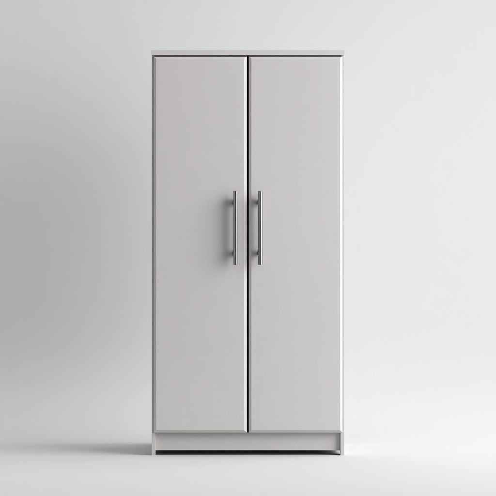 Armoire panneaux bois 90x55x180 cm - gris clair - design moderne pour chambre ou entrée-Falinzadecor