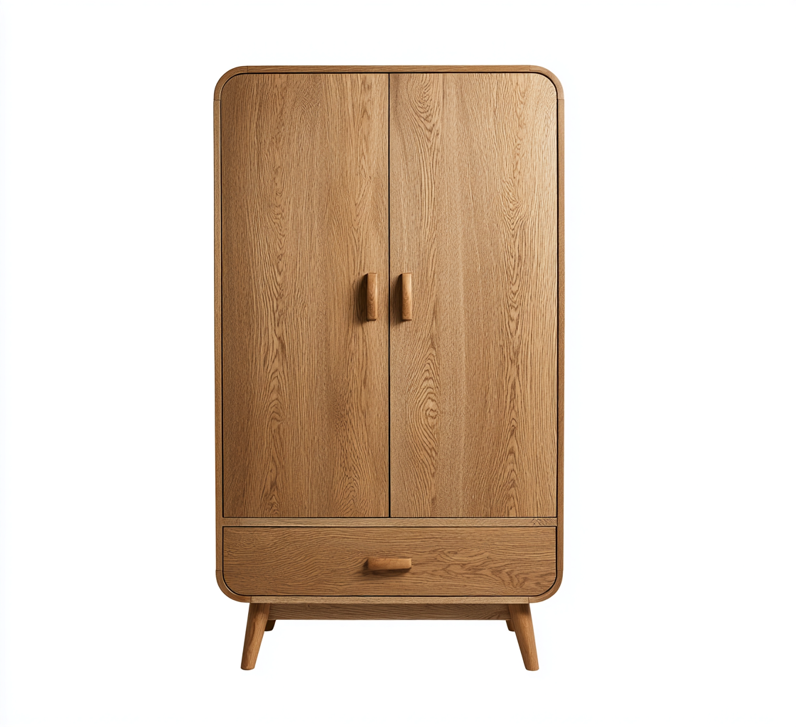 Armoire panneaux bois 90x55x180 cm - bois naturel - design contemporain pour chambre ou entrée-Falinzadecor