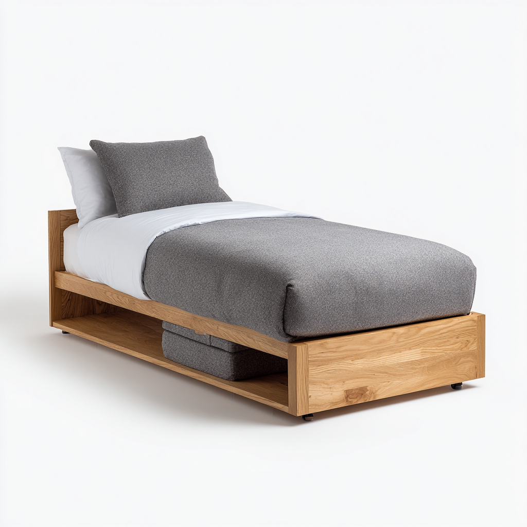 Lit simple bois MDF 200x90x85 cm - Chêne naturel - Couchage pour chambre - Design contemporain-Falinzadecor