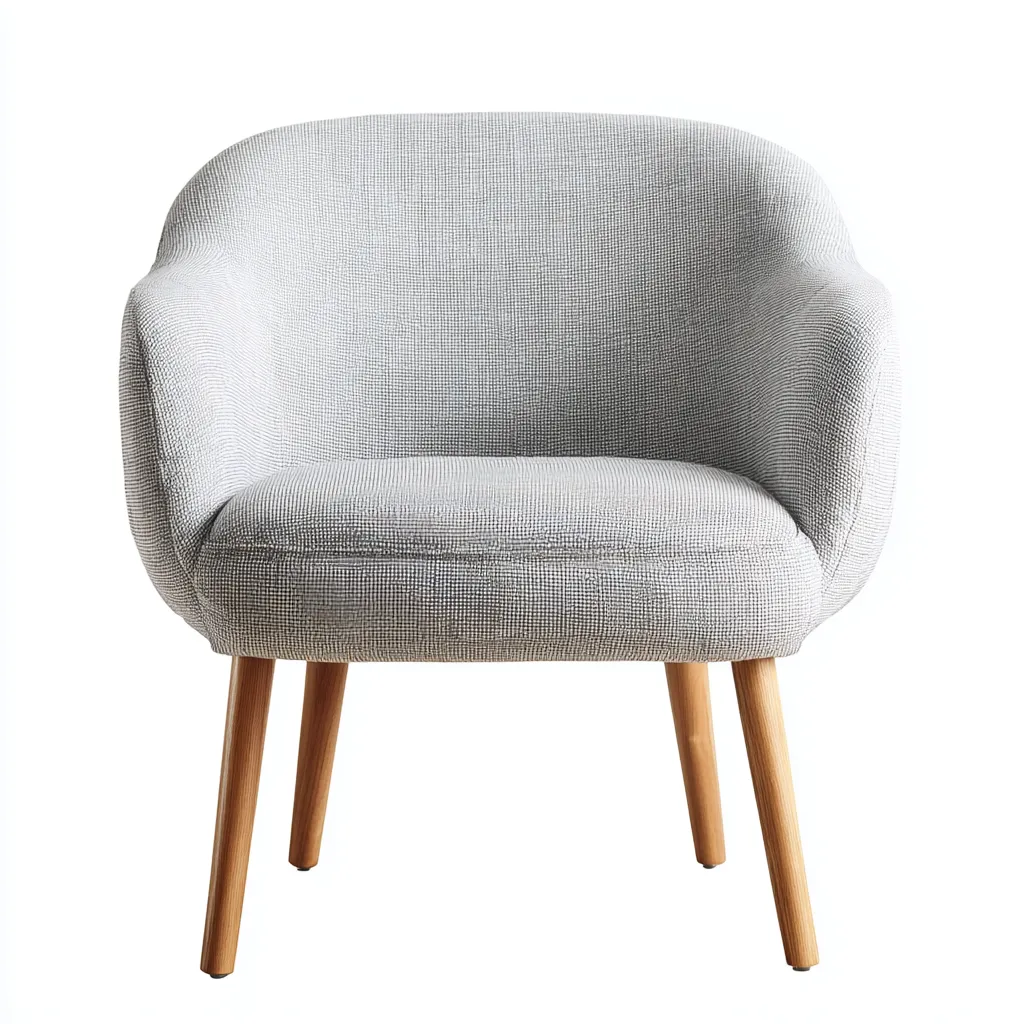 Fauteuil tissu et pieds en bois 70x75x80 cm - gris clair et marron - design scandinave-Falinzadecor