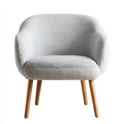 Fauteuil tissu et pieds en bois 70x75x80 cm - gris clair et marron - design scandinave-Falinzadecor
