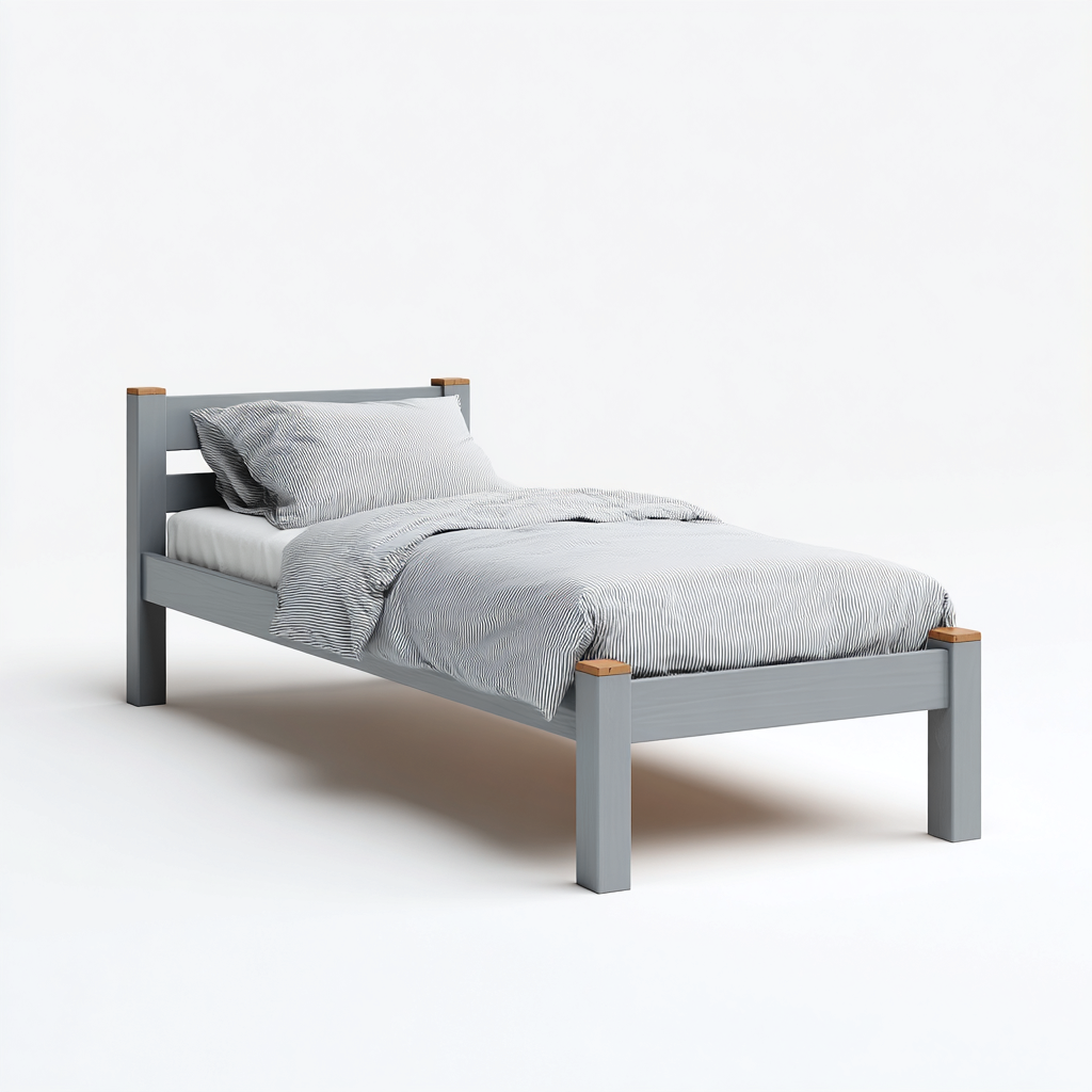 Lit simple en panneaux MDF 200x90x90 cm - gris - couchage moderne-Falinzadecor