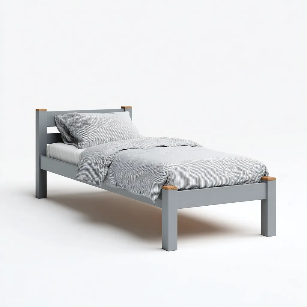 Lit simple en panneaux MDF 200x90x90 cm - gris - couchage moderne-Falinzadecor