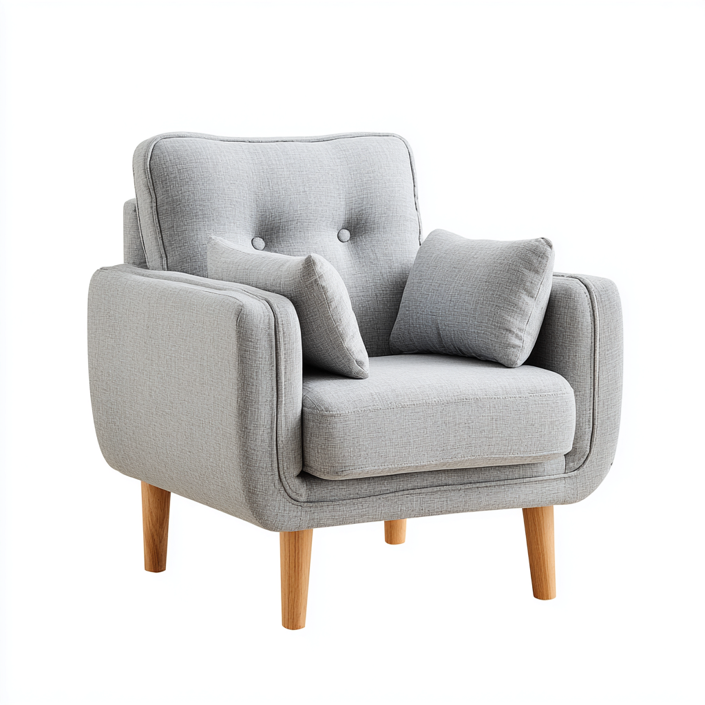 Fauteuil en tissu 75x80x85 cm - gris clair - assise intérieure moderne-Falinzadecor
