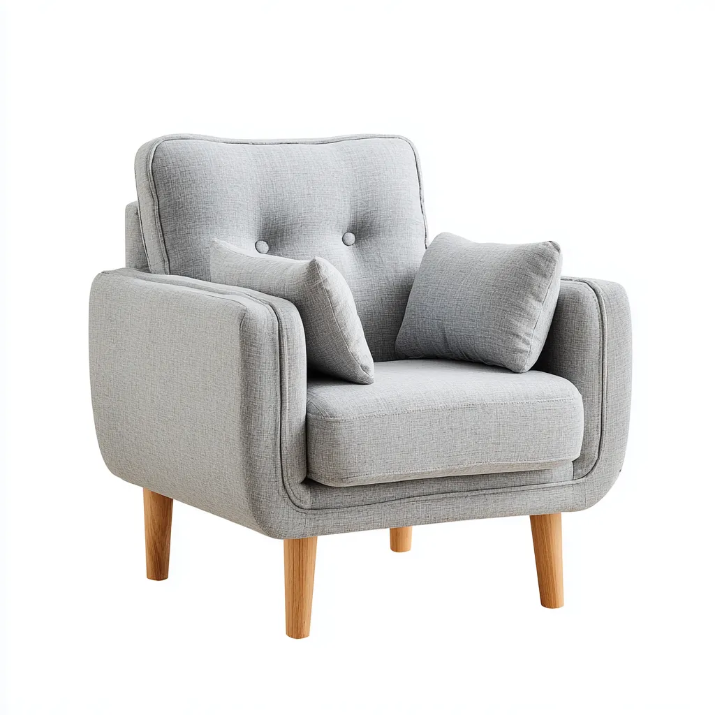 Fauteuil en tissu 75x80x85 cm - gris clair - assise intérieure moderne-Falinzadecor