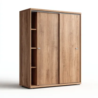 Armoire en panneaux MDF 120x60x200 cm - brun - rangement moderne-Falinzadecor