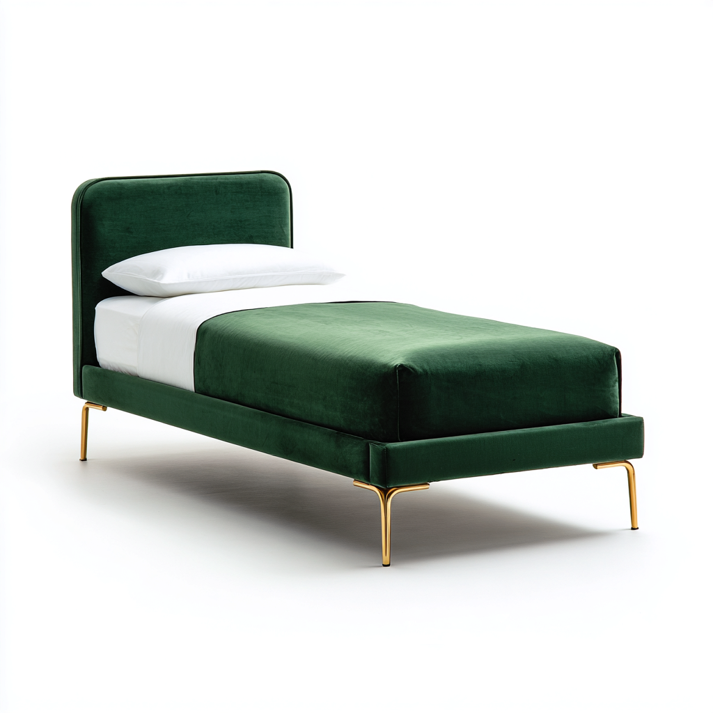 Lit simple tissu et panneaux MDF 200x90x95 cm - vert et marron - design moderne-Falinzadecor