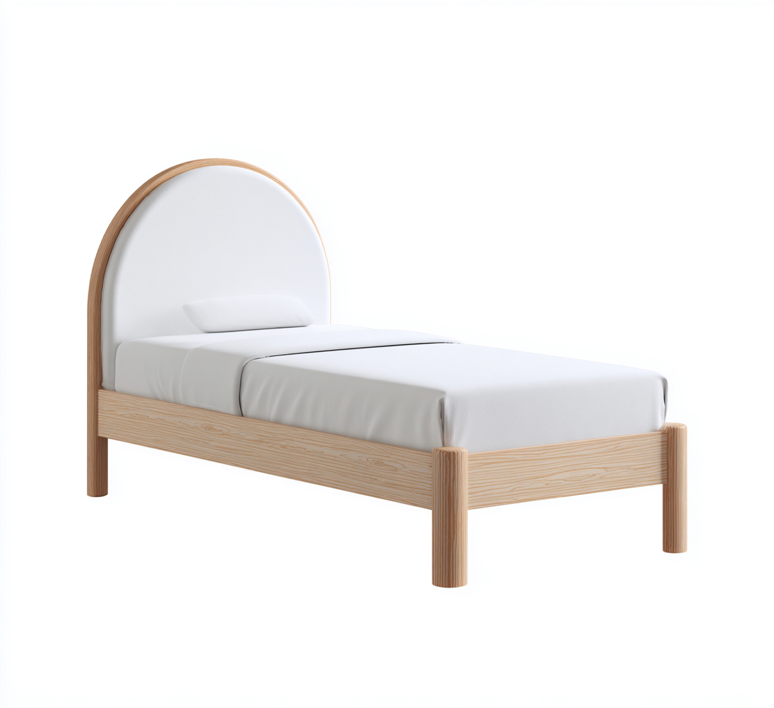 Lit simple bois MDF 200x90x110 cm - Chêne clair - Couchage pour chambre - Design scandinave-Falinzadecor