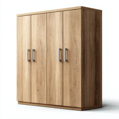 Armoire MDF 4 portes 160x55x180 cm - bois naturel - rangement intérieur moderne-Falinzadecor