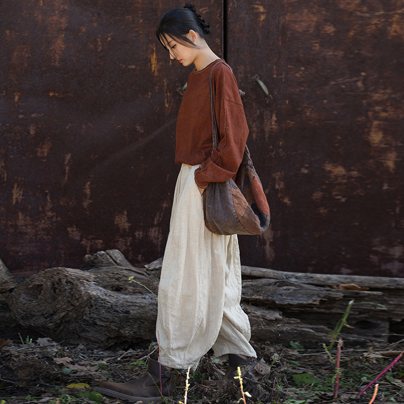 夏日文藝 · 「寬鬆亞麻衫」文藝大尺寸顯瘦百搭設計感T卹