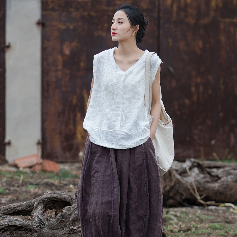 文藝百搭 · 「雙層棉」砂洗磨毛柔軟女式背心