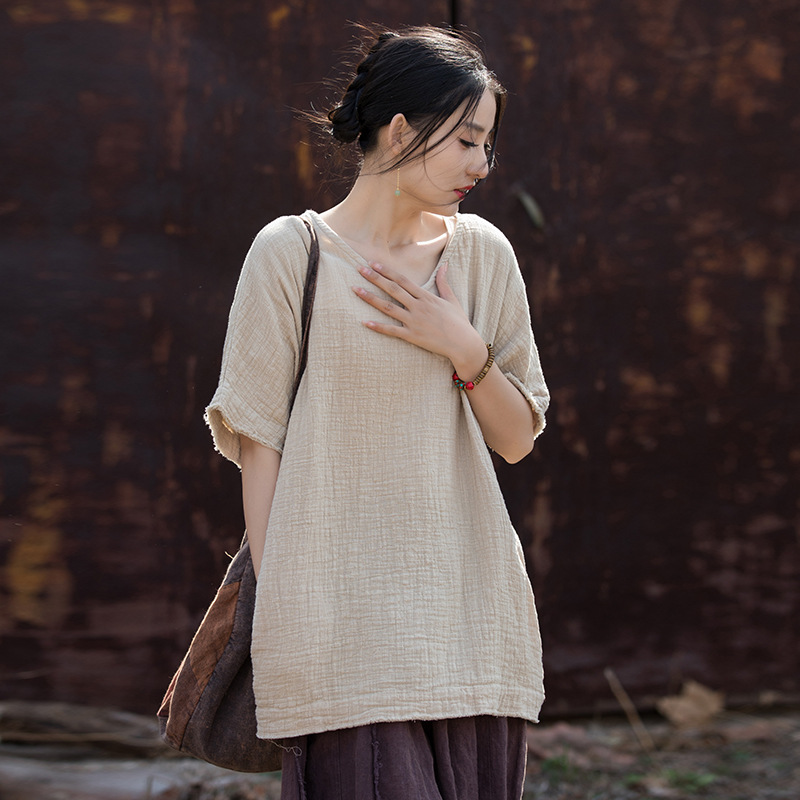 時尚文藝 · 「顯瘦T卹」雙層竹節炒色上衣