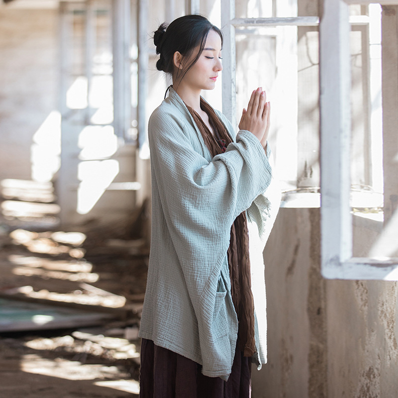 禪修長衫 · 「雙層棉」寬大開襟衫外套