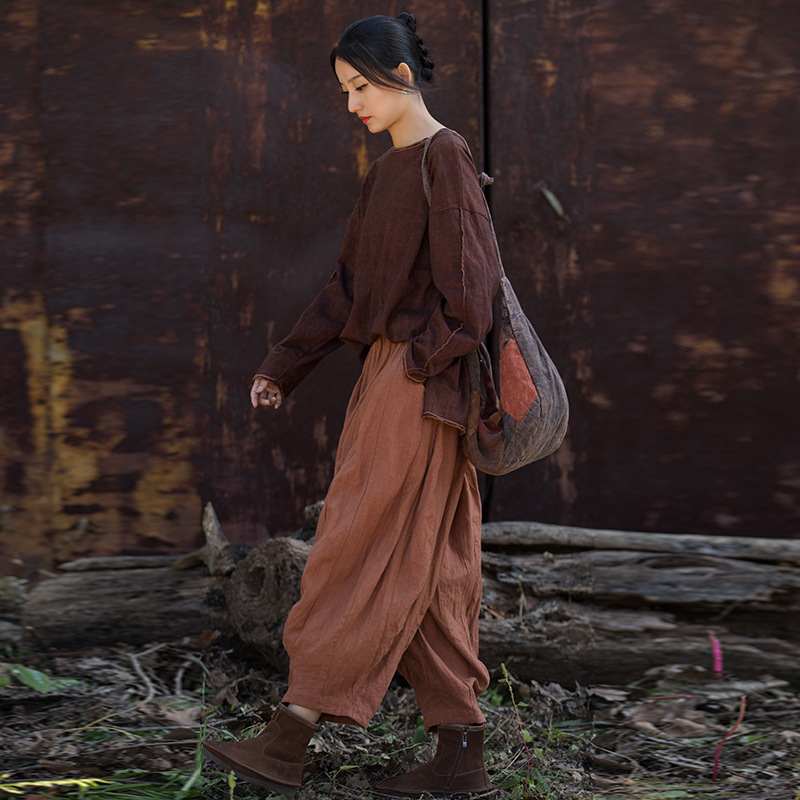 夏日文藝 · 「寬鬆亞麻衫」文藝大尺寸顯瘦百搭設計感T卹