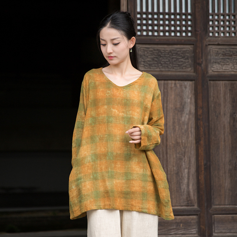 時尚百搭 · 「渲染格子衫」舒適長袖打底衫