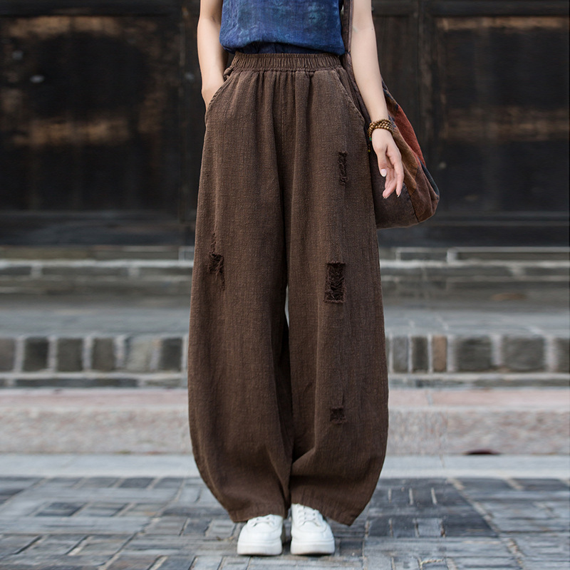 個性小眾 · 「破洞褲」炒色砂洗流浪風燈籠褲