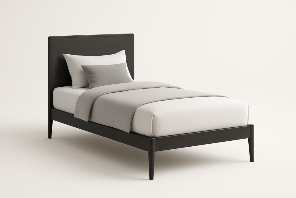 Single Bed Solid Wood Frame Dark Brown