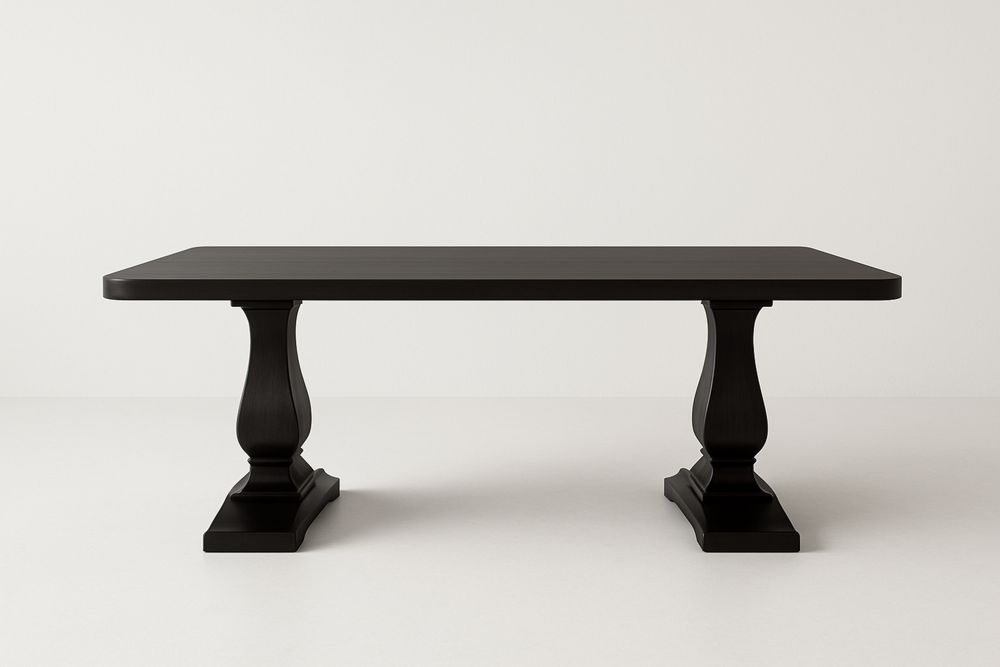 Rectangular Wood Dining Table with Pedestal Base Black
