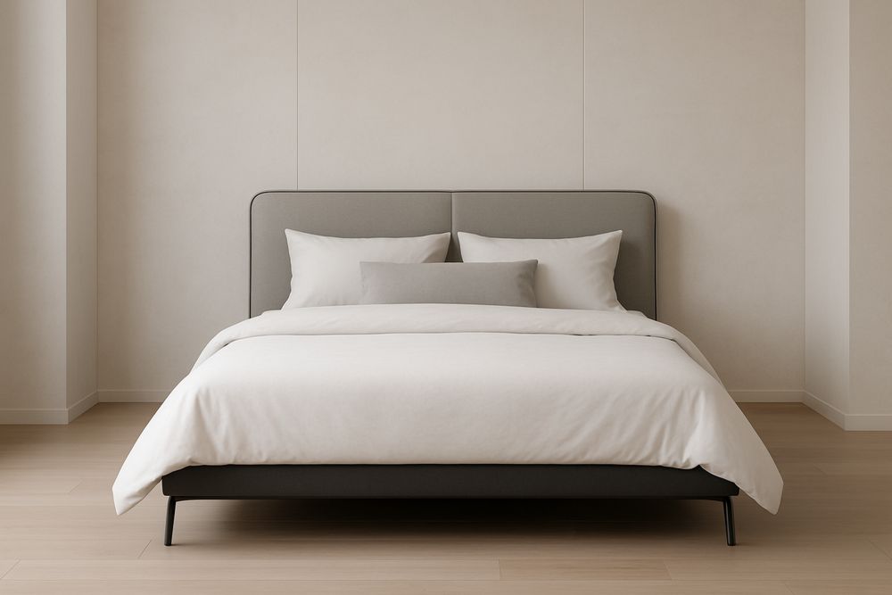 Fabric Upholstered Platform Bed Frame with Headboard and Metal Legs