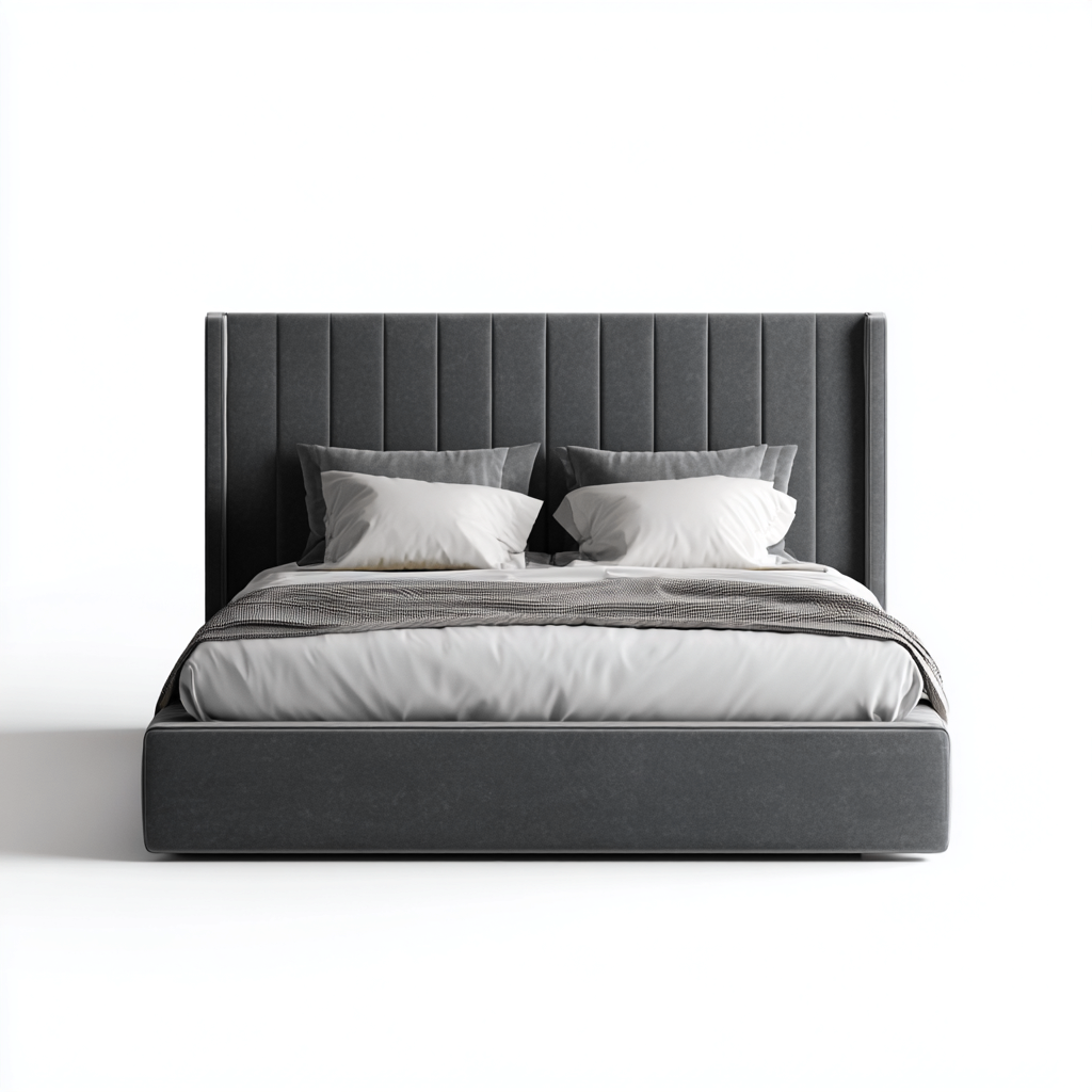 Lit double en tissu 200x160x110 cm - gris foncé - couchage moderne-Tadiadwell