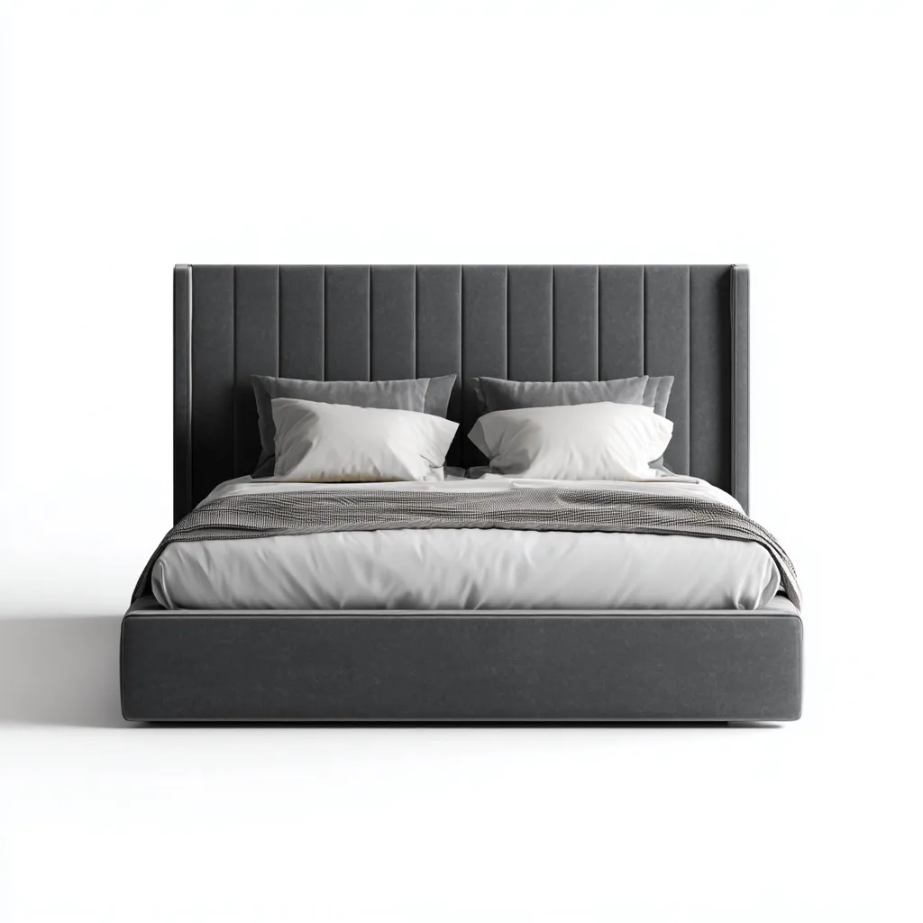 Lit double en tissu 200x160x110 cm - gris foncé - couchage moderne-Tadiadwell