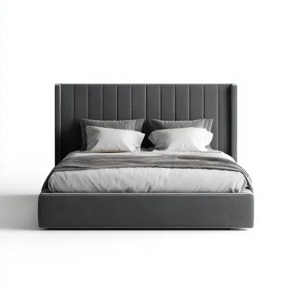 Lit double en tissu 200x160x110 cm - gris foncé - couchage moderne-Tadiadwell