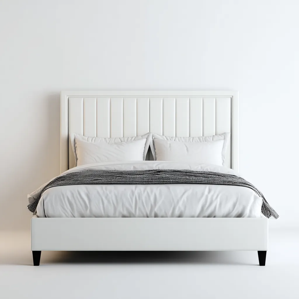 Lit double tissu 200x160x115 cm - Blanc - Couchage pour chambre - Design moderne-Tadiadwell