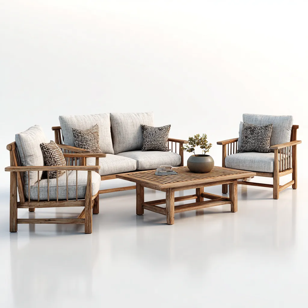 Canapé d'extérieur en bois avec coussins 210x80x78 cm - bois naturel-gris clair - design contemporain pour jardin-Tadiadwell