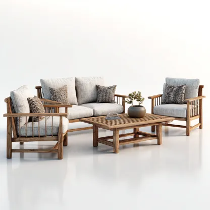 Canapé d'extérieur en bois avec coussins 210x80x78 cm - bois naturel-gris clair - design contemporain pour jardin-Tadiadwell