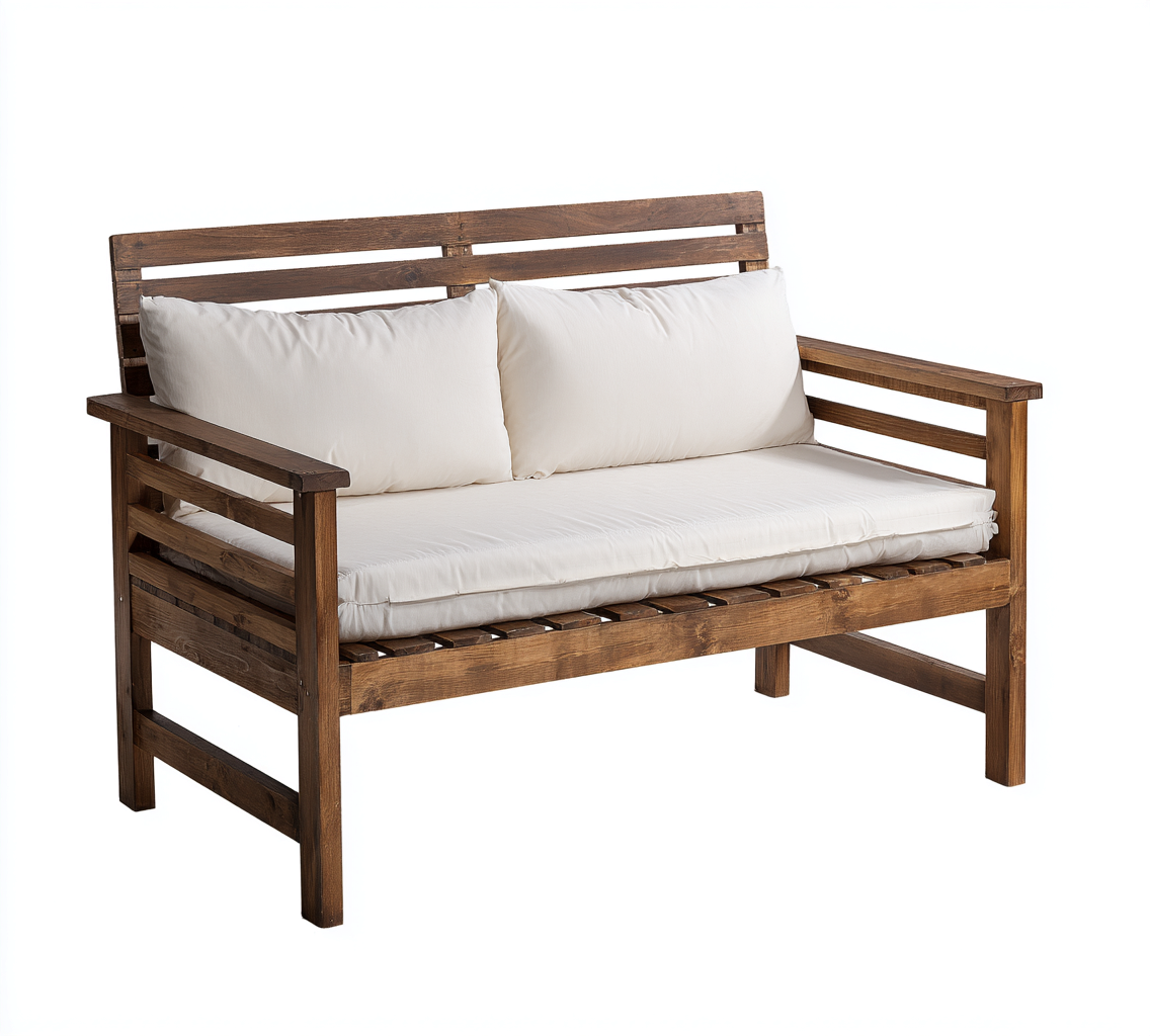 Banc de jardin bois massif 130x60x85 cm - bois foncé - assise extérieure avec dossier et accoudoirs-Tadiadwell