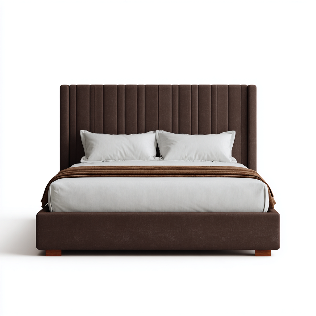 Lit double tissu 200x160x110 cm - Marron - Couchage pour chambre - Design contemporain-Tadiadwell