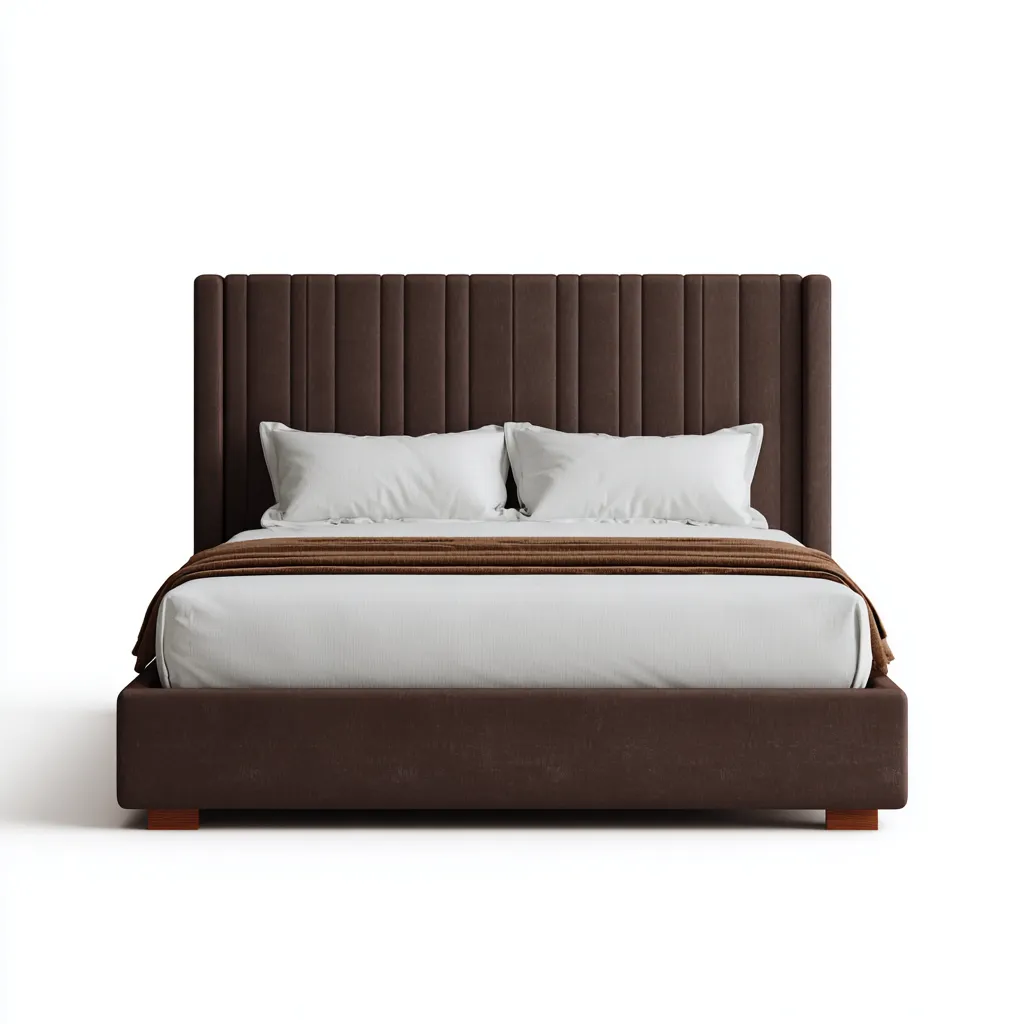 Lit double tissu 200x160x110 cm - Marron - Couchage pour chambre - Design contemporain-Tadiadwell