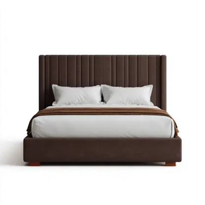 Lit double tissu 200x160x110 cm - Marron - Couchage pour chambre - Design contemporain-Tadiadwell