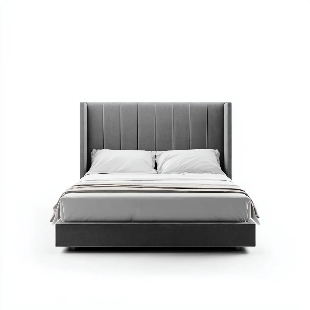 Lit double en tissu rembourré avec tête de lit capitonnée 200x160x110 cm - gris - design moderne pour chambre-Tadiadwell