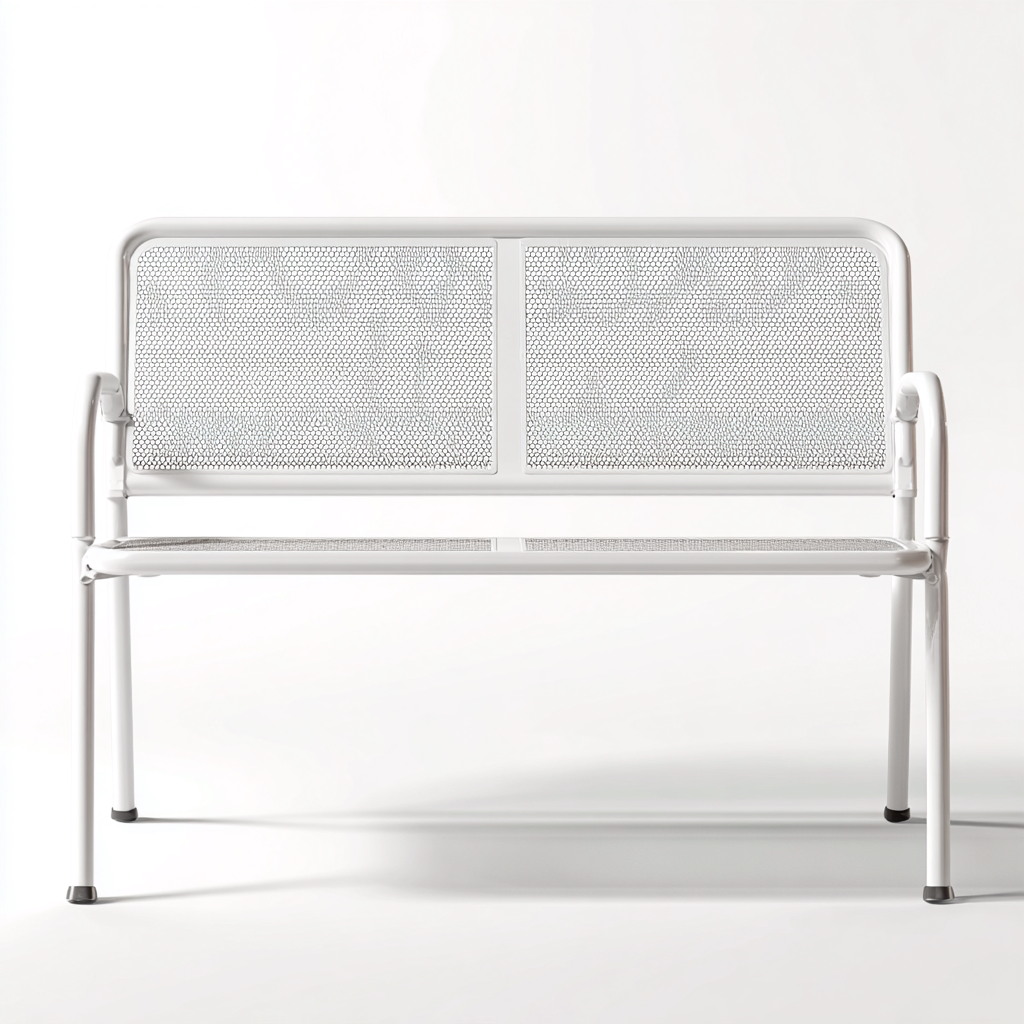 Banc de jardin métal 120x60x80 cm - Blanc - Assise extérieure - Design moderne-Tadiadwell