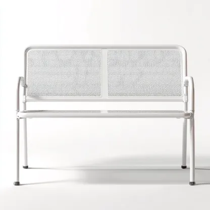 Banc de jardin métal 120x60x80 cm - Blanc - Assise extérieure - Design moderne-Tadiadwell